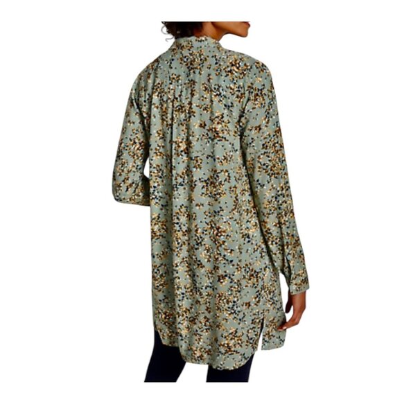 J.Jill Womens Floral-Print Button-Front Tunic Roll Tap Sleeves Relaxed Fit Sz L - Picture 2 of 12